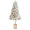 5ft. Pre-Lit Winter Flocked Leaning Artificial Christmas Tree in Decorative Planter, White LED Lights
